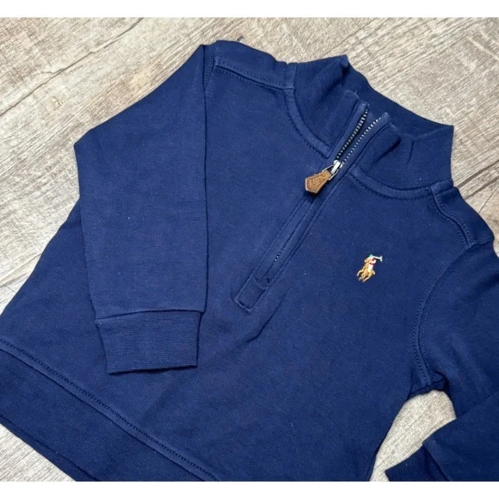 Ralph Lauren Polo Kids Navy Blue Quarter Zip Pullover Sweatshirt 9M‎